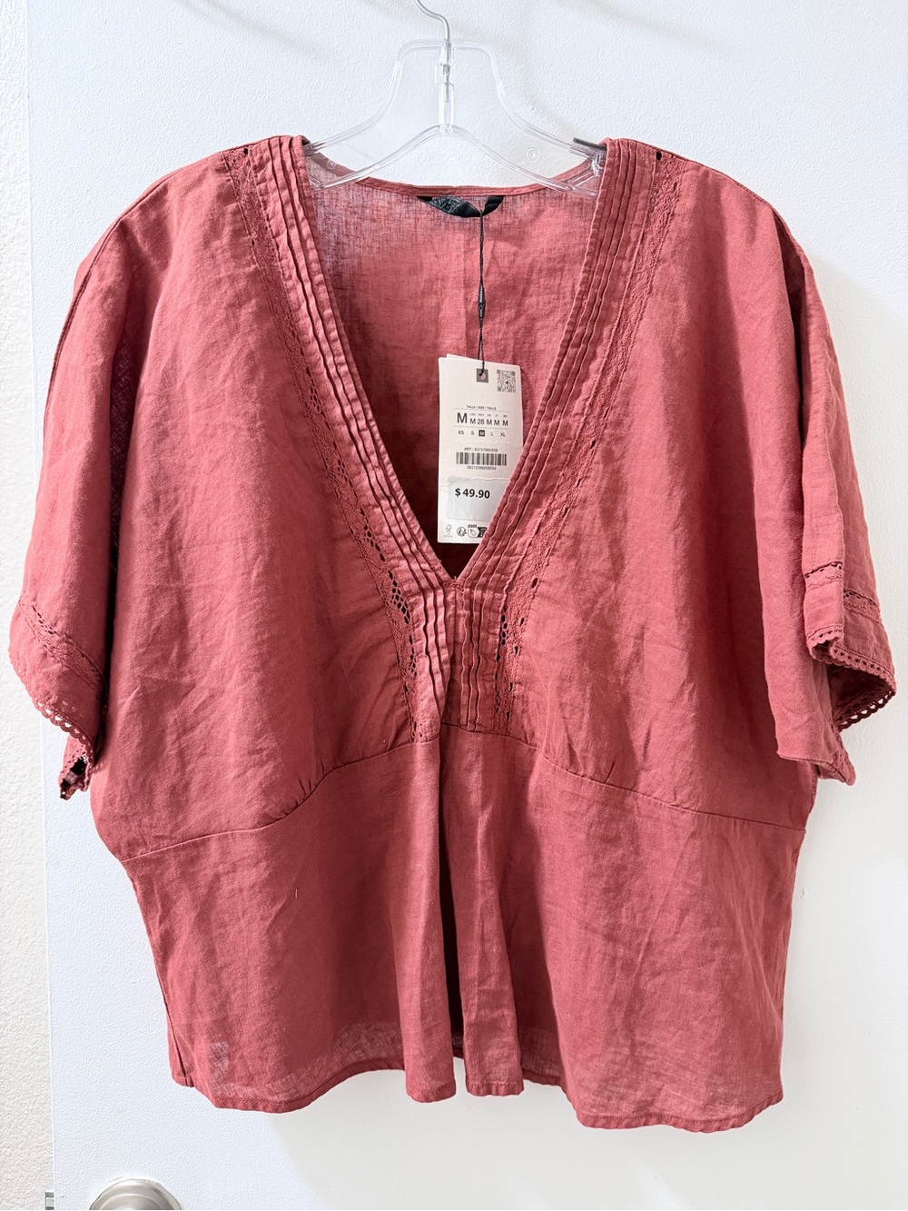 Zara Rose V-Neck Linen Tunic